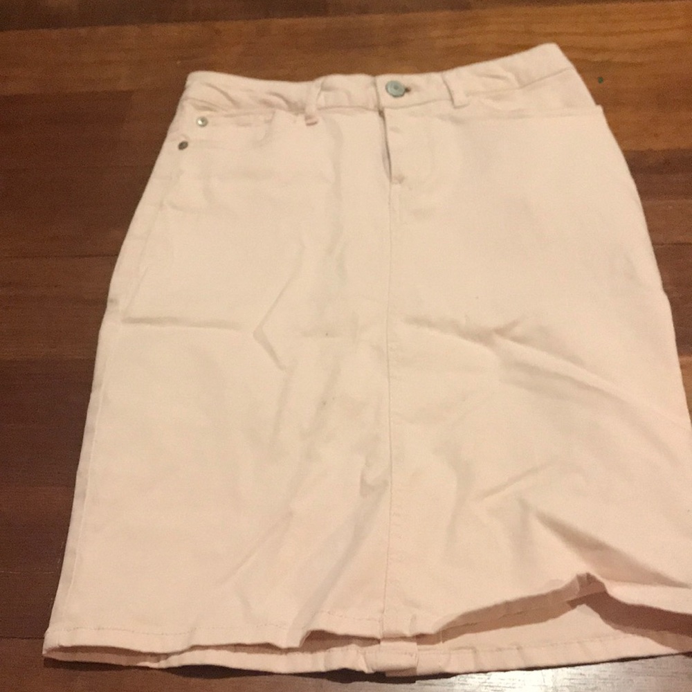 Blush jean skirt